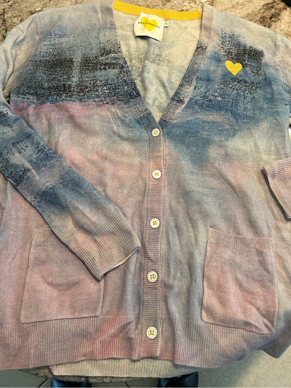 NWOT Kerri Rosenthal Tie-Dye Heart Cardigan